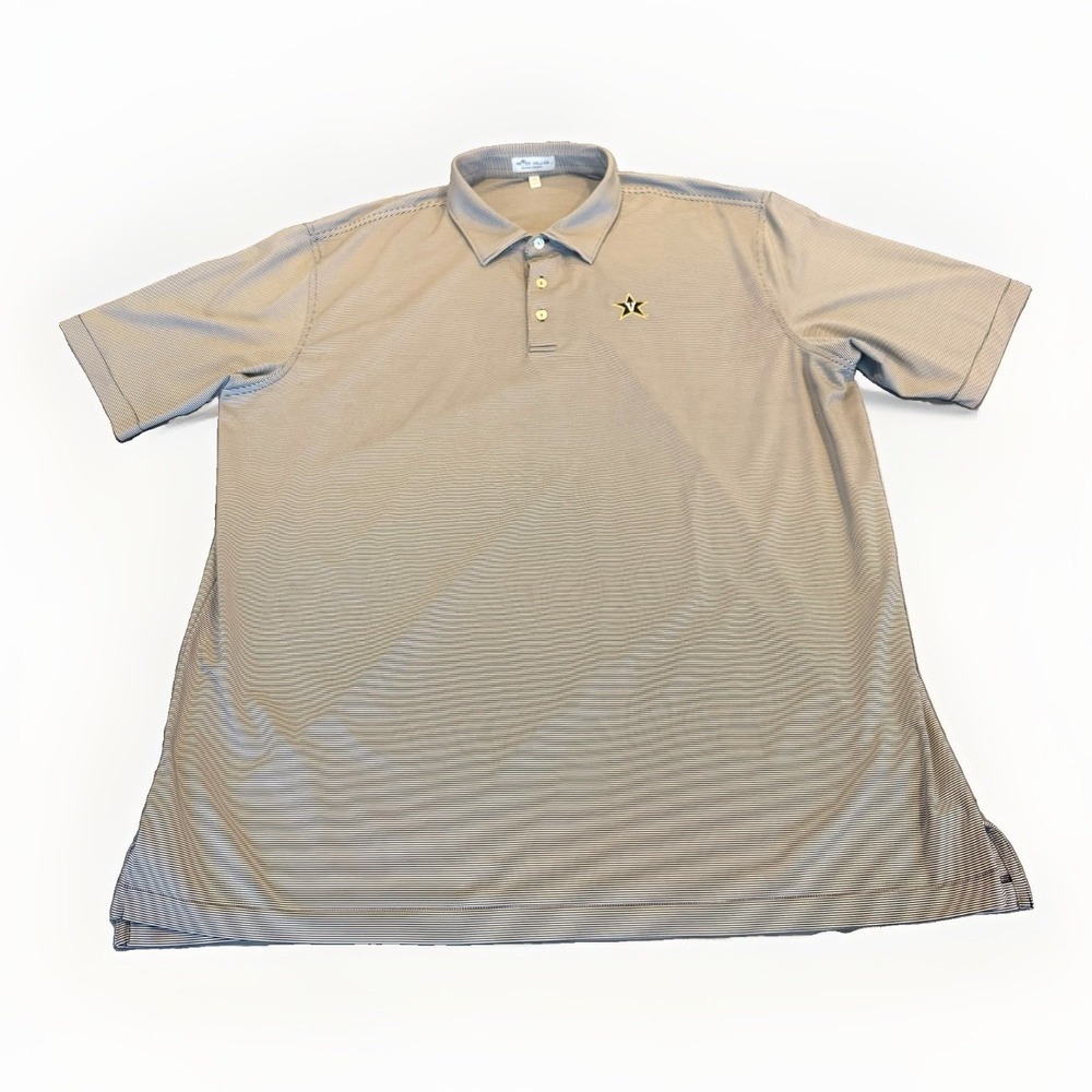 Peter Millar Summer Comfort Polo Size 2XL Grey Striped Vanderbilt Commodores
